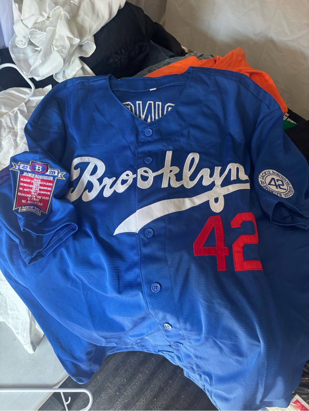Brooklyn 42 mens Baseball Jersey - Royal Blue
